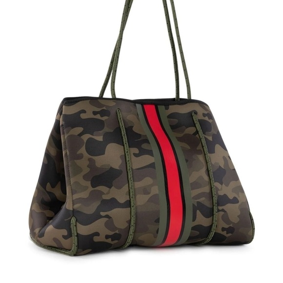 Haute Shore Greyson Soho Neoprene Tote Camouflage with Red stripe - Picture 16 of 16